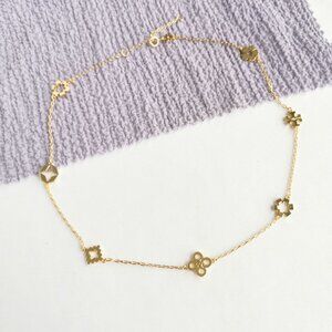 Tory Burch Kira Clover Gold Stations Necklace